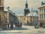 Widok na ulicę Freta w Warszawie by Władysław Chmieliński, po 1945, olej, płótno, sold Mar 2025