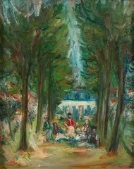 Przed pałacem w Verrières le Buisson by Jakub Zucker, 1951, olej, płótno, sold Mar 2025
