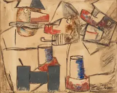 Tadeusz Makowski, Pijący, 1931, akwarela, gwasz, sepia, papier