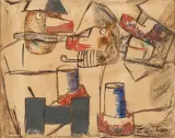 Tadeusz Makowski, Pijący, 1931, akwarela, gwasz, sepia, papier
