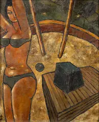 Benon Liberski, Cyrk, 1959, olej, płyta pilśniowa