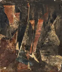Kolaż by Teresa Rudowicz, 1962, olej, papier, płótno, sold Mar 2025