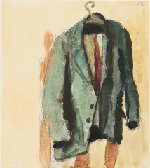 Andrzej Wróblewski, Ubranie (Marynarka), akwarela, brystol