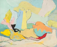 Judyta Sobel, Martwa natura z dzbankiem, przed 1955, olej, płótno