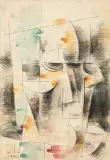 Władysław Strzemiński, Autoportret, 1946, akwarela, węgiel, ołówek, papier