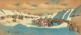 Julian Fałat, Wesele chłopskie, 1910, pastel, tektura