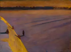 Ignacy Pinkas, Pejzaż zimowy znad Dźwiny, 1920, olej, tektura