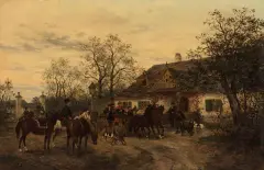 Ludwik Gędłek, Powrót z polowania, olej, płótno