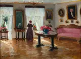 Bronisława Rychter-Janowska, W salonie, przed 1927, olej, tektura