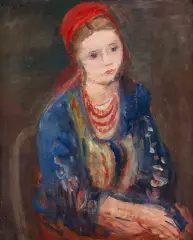 Joachim Weingart, Portret dziewczyny w stroju krakowskim, olej, płótno