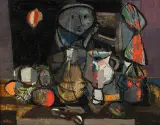 Jankel Adler, Dziewczyna z martwą naturą, 1946, olej, płótno