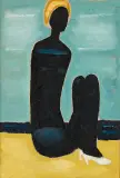 Murzynka na plaży by Jerzy Nowosielski, 1987, olej, płótno, sold Dec 2024