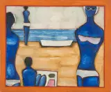 Kobiety na plaży by Jerzy Nowosielski, 1968, olej, płótno, sold Dec 2024