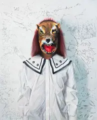 Ewa Juszkiewicz, Panna z wilka (Czary mary), 2011, olej, płótno