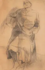 Andrzej Wróblewski, Szkic do ukrzesłowienia, ok. 1955-56 (Kompozycja figuralna; Studium kobiety), ołówek, węgiel, papier