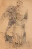 Andrzej Wróblewski, Szkic do ukrzesłowienia, ok. 1955-56 (Kompozycja figuralna; Studium kobiety), ołówek, węgiel, papier