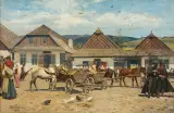 Antoni Kozakiewicz, Targ w miasteczku galicyjskim, 1922, olej, płótno