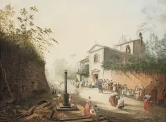Wandalin Strzałecki, Procesja, 1882, akwarela, papier