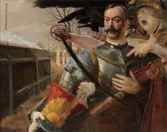 Portret Wojciecha Kossaka z Belloną by Jacek Malczewski, 1906, olej, płótno, sold Jun 2025