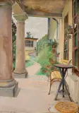 Jacek Malczewski, Willa w Lusławicach, 1924, olej, płyta