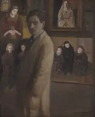 Maurycy Minkowski, Autoportret w studio, 1919, olej, płótno