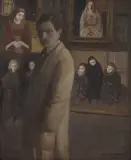Maurycy Minkowski, Autoportret w studio, 1919, olej, płótno