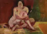 Henri Epstein, Akt siedzący, olej, karton