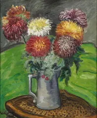 Jan Peszke, Martwa natura z chryzantemami, olej, płótno