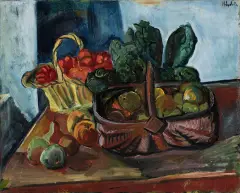 Henri Epstein, Martwa natura z dwoma koszykami, olej, płótno