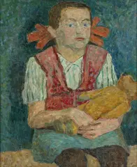 Andrzej Wróblewski, Dziewczynka z misiem, ok. 1946, olej, płótno