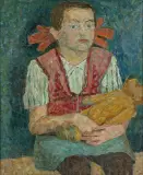 Andrzej Wróblewski, Dziewczynka z misiem, ok. 1946, olej, płótno