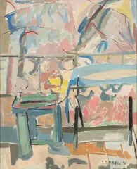 Judyta Sobel, Widok z tarasu, 1951, olej, płótno