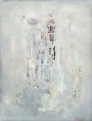 Kajetan Sosnowski, Bez tytułu z cyklu Kompozycje w białym, 1959, olej, płyta