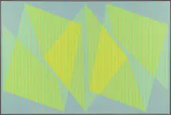 Unishape by Julian Stanczak, 1970, acrylic on canvas, sold Jun 2025