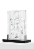 Erebus by Victor Vasarely, 1982, szkło Rosenthal, podstawa drewniana, sold Sep 2025