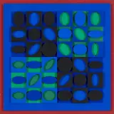 Victor Vasarely, Noir-Vert-Bleu, 1964-1967, tempera, deska