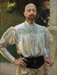 Jacek Malczewski, Autoportret z pędzlem w dłoni, 1906, olej, tektura