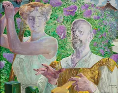 Jacek Malczewski, Autoportret z muzą i budleją, 1912, olej, deska