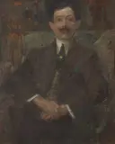Olga Boznańska, Portret mężczyzny z binoklem, ok. 1905, olej, tektura