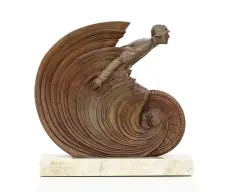 Motocyklista by Zygmunt Kowalewski, 1937, brąz, postument marmurowy, sold Oct 2025