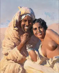 Adam Styka, Flirt. Marokańska idylla, ok. 1930, olej, płótno