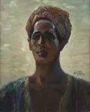 Adolf Behrmann, Portret mężczyzny w turbanie (Piękny Arab), olej, płyta