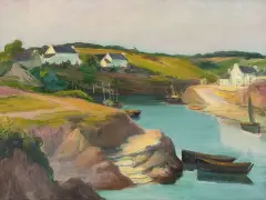 Władysław Ślewiński, Mały port w Doëlan, ok. 1916, olej, płótno