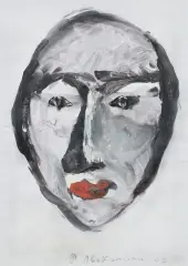 Magdalena Abakanowicz, Twarz z czerwonymi ustami, 2007, tusz, gwasz, papier