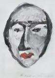Magdalena Abakanowicz, Twarz z czerwonymi ustami, 2007, tusz, gwasz, papier