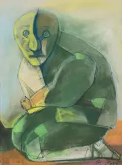 Stasys Eidrigevičius, Siedzący, 1992, pastel, papier