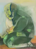Stasys Eidrigevičius, Siedzący, 1992, pastel, papier