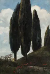 Zefiryn Ćwikliński, Cyprysy na Via Appia w Rzymie, ok. 1898-1899, olej, płótno