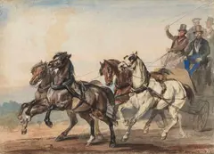 Piotr Michałowski, Dyliżans, akwarela, papier
