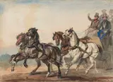 Piotr Michałowski, Dyliżans, akwarela, papier